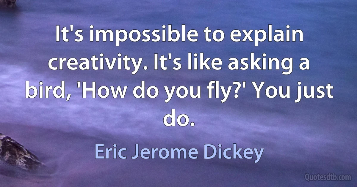 It's impossible to explain creativity. It's like asking a bird, 'How do you fly?' You just do. (Eric Jerome Dickey)