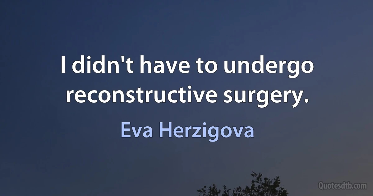 I didn't have to undergo reconstructive surgery. (Eva Herzigova)