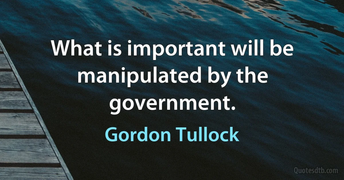 What is important will be manipulated by the government. (Gordon Tullock)