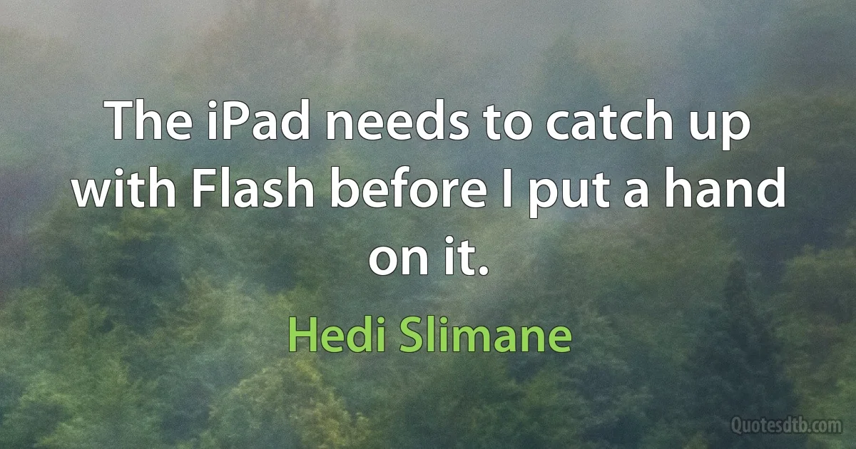 The iPad needs to catch up with Flash before I put a hand on it. (Hedi Slimane)