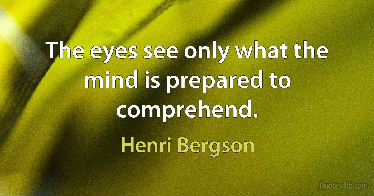 The eyes see only what the mind is prepared to comprehend. (Henri Bergson)