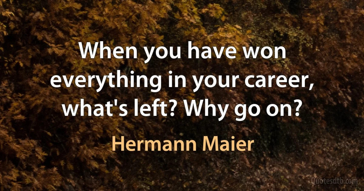 When you have won everything in your career, what's left? Why go on? (Hermann Maier)