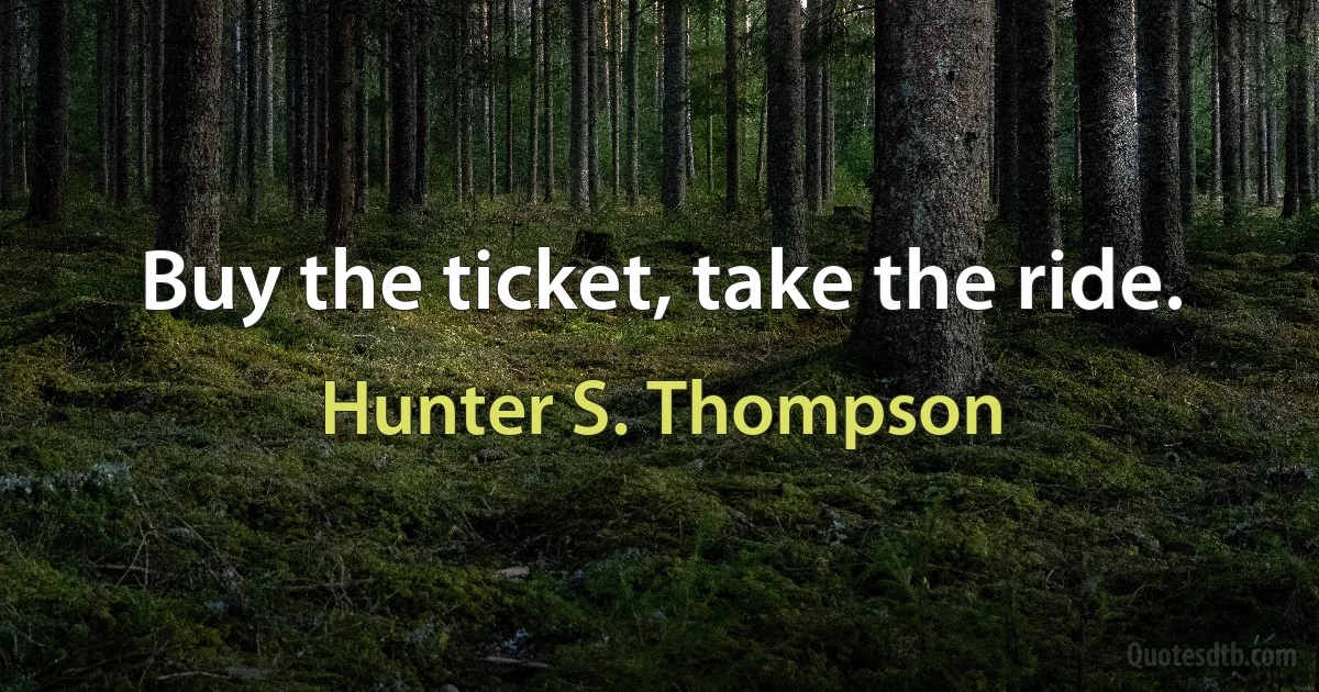 Buy the ticket, take the ride. (Hunter S. Thompson)