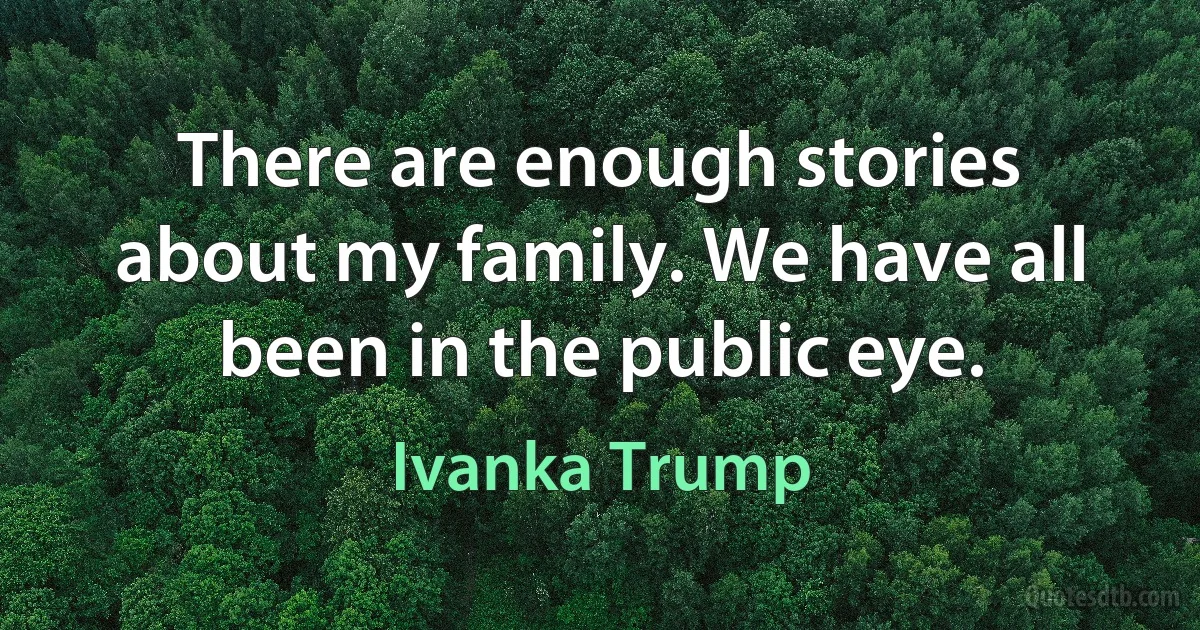 There are enough stories about my family. We have all been in the public eye. (Ivanka Trump)