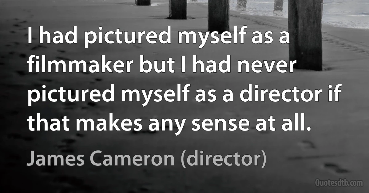 I had pictured myself as a filmmaker but I had never pictured myself as a director if that makes any sense at all. (James Cameron (director))