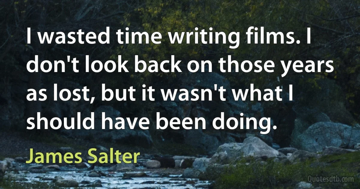 I wasted time writing films. I don't look back on those years as lost, but it wasn't what I should have been doing. (James Salter)