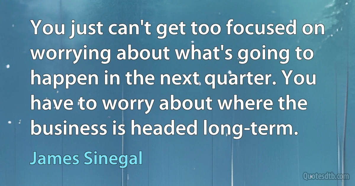 You just can't get too focused on worrying about what's going to happen in the next quarter. You have to worry about where the business is headed long-term. (James Sinegal)