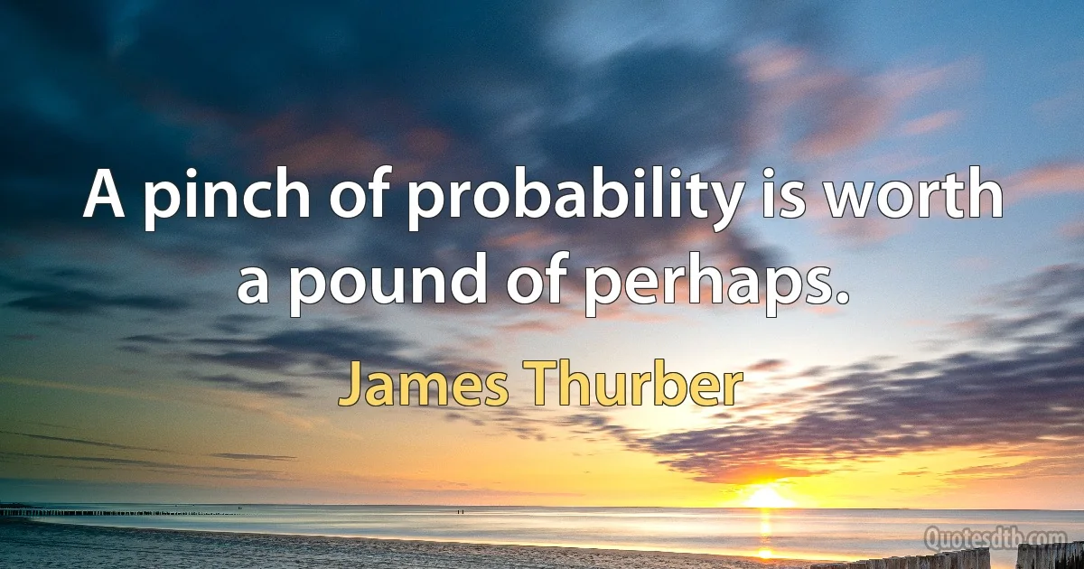 A pinch of probability is worth a pound of perhaps. (James Thurber)