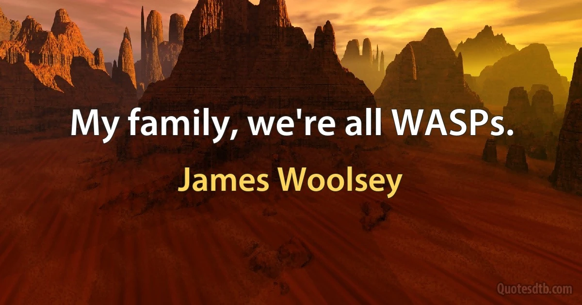 My family, we're all WASPs. (James Woolsey)