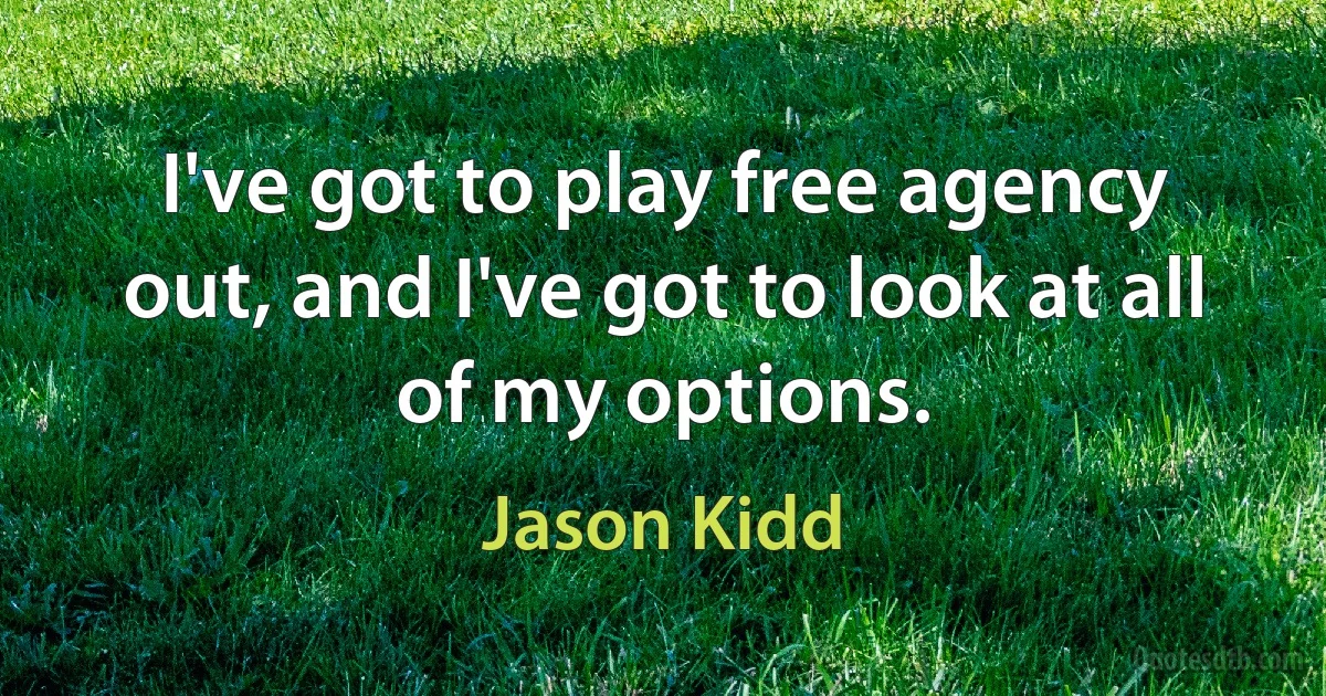 I've got to play free agency out, and I've got to look at all of my options. (Jason Kidd)