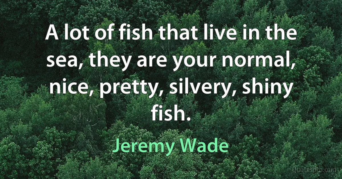 A lot of fish that live in the sea, they are your normal, nice, pretty, silvery, shiny fish. (Jeremy Wade)