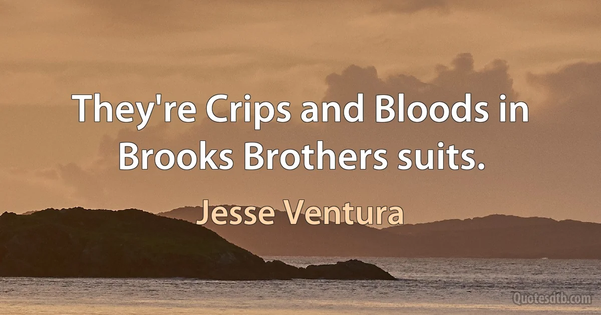 They're Crips and Bloods in Brooks Brothers suits. (Jesse Ventura)