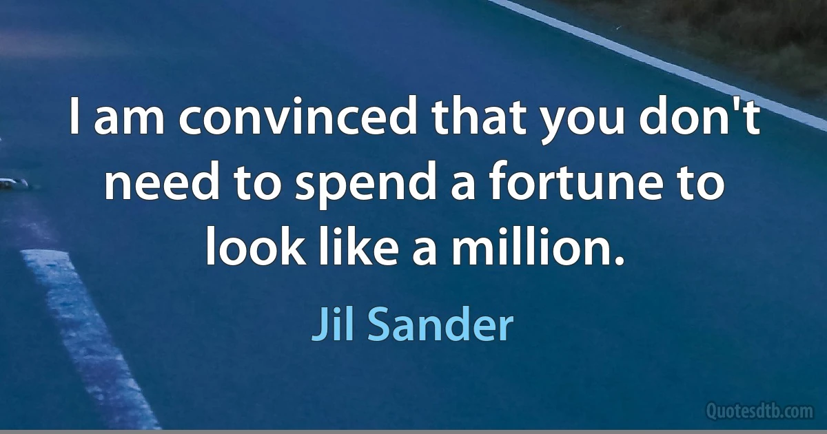 I am convinced that you don't need to spend a fortune to look like a million. (Jil Sander)