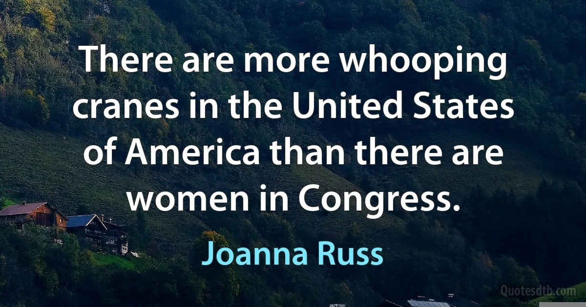 There are more whooping cranes in the United States of America than there are women in Congress. (Joanna Russ)