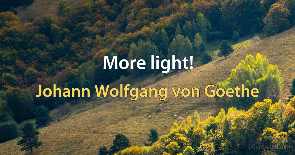 More light! (Johann Wolfgang von Goethe)