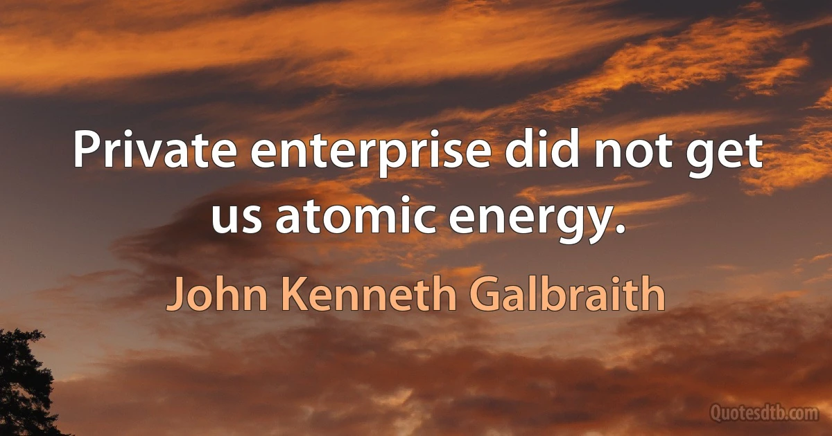 Private enterprise did not get us atomic energy. (John Kenneth Galbraith)