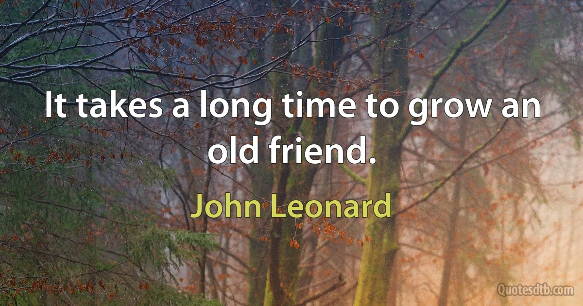 It takes a long time to grow an old friend. (John Leonard)