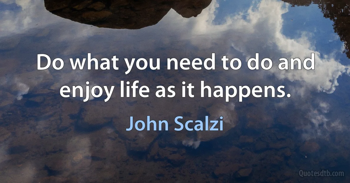 Do what you need to do and enjoy life as it happens. (John Scalzi)