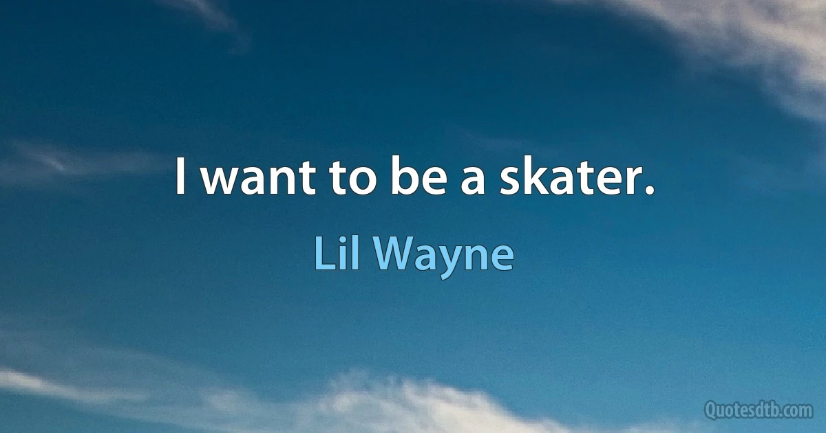 I want to be a skater. (Lil Wayne)