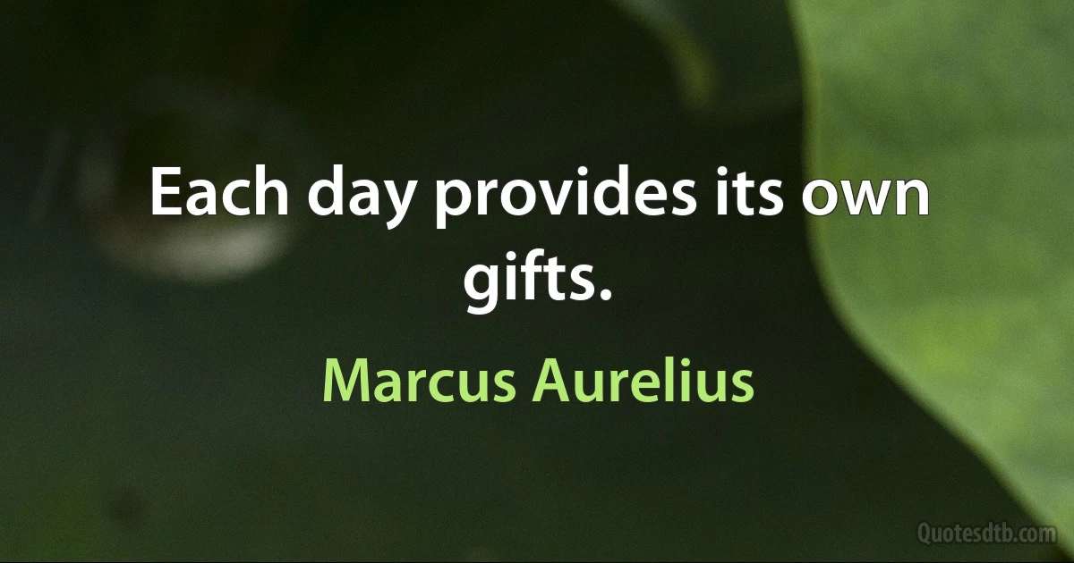 Each day provides its own gifts. (Marcus Aurelius)