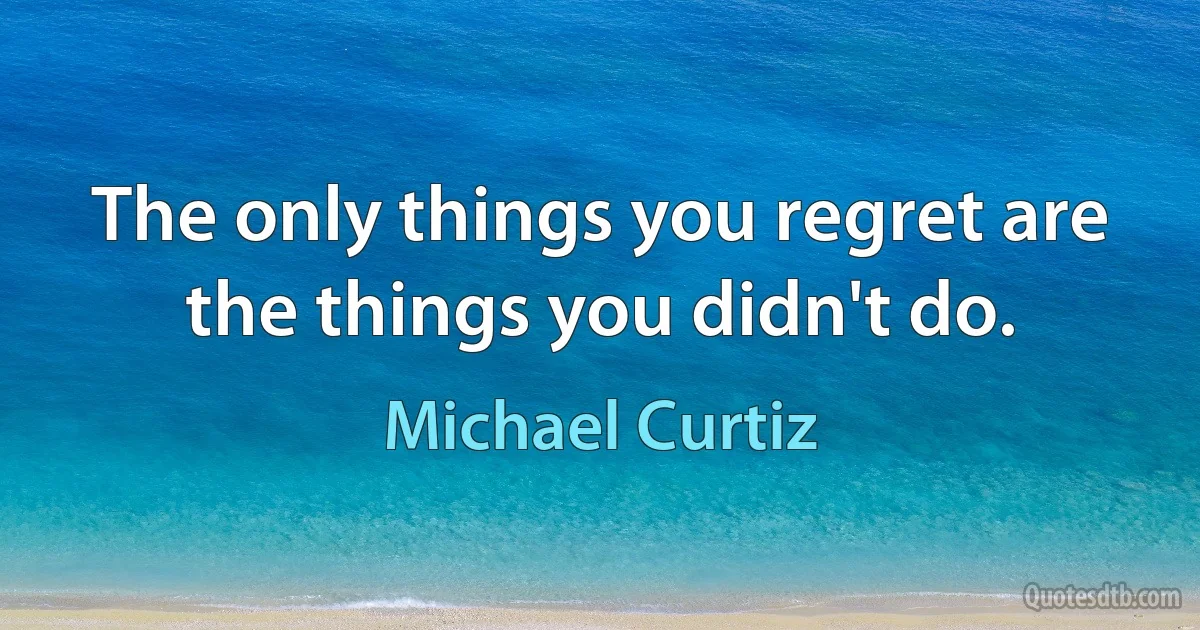 The only things you regret are the things you didn't do. (Michael Curtiz)