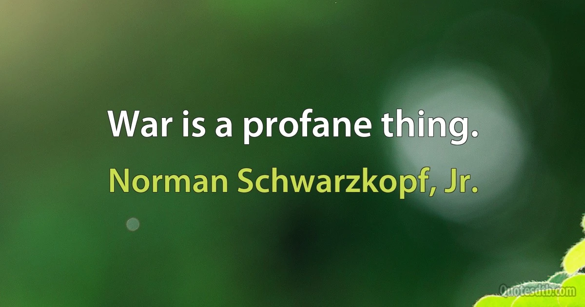 War is a profane thing. (Norman Schwarzkopf, Jr.)