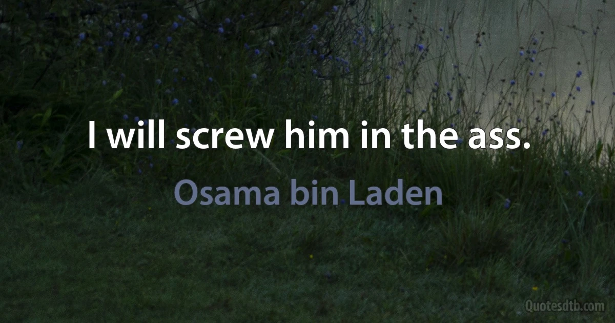 I will screw him in the ass. (Osama bin Laden)