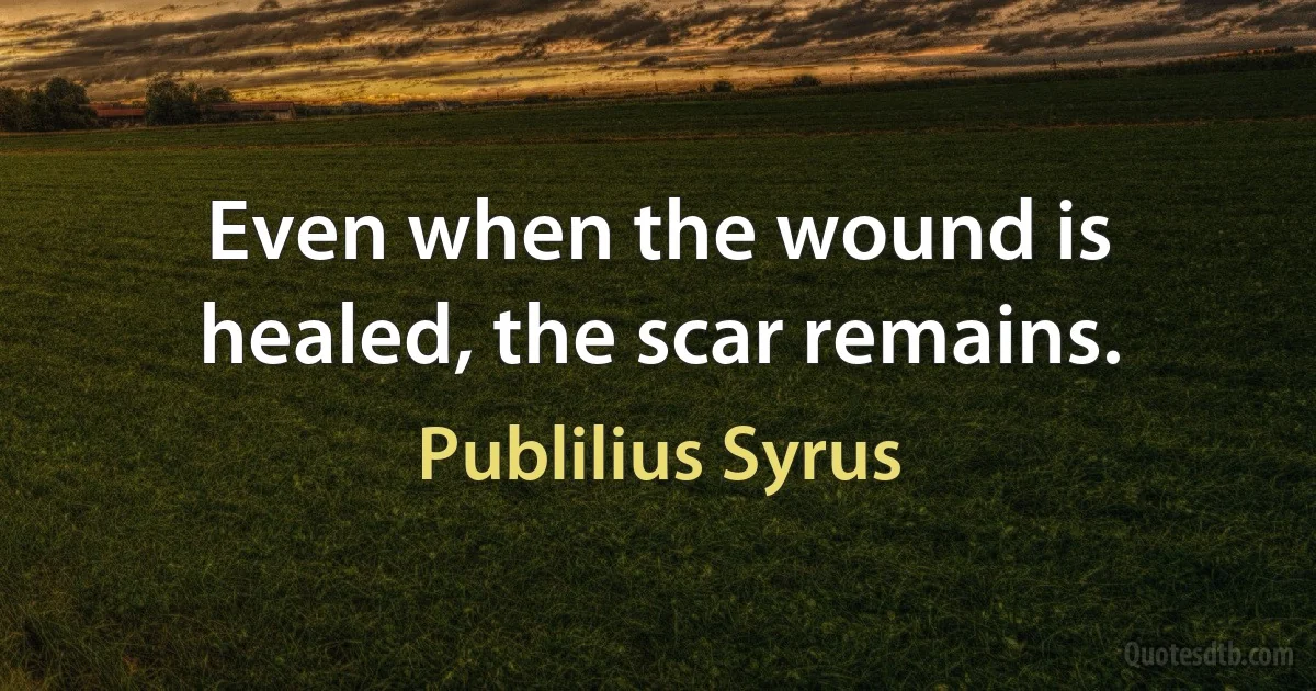 Even when the wound is healed, the scar remains. (Publilius Syrus)