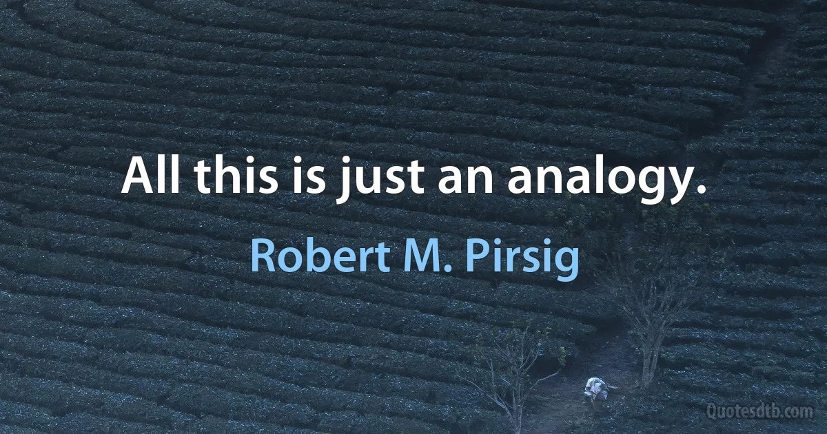 All this is just an analogy. (Robert M. Pirsig)