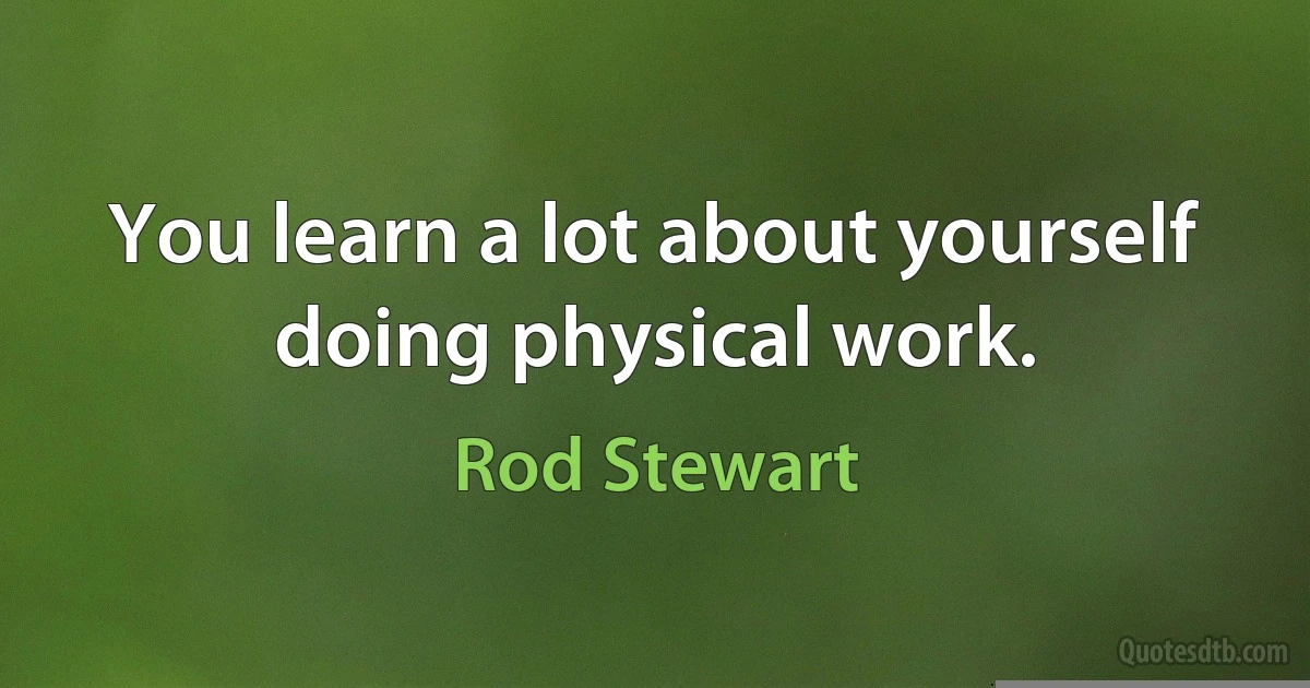 You learn a lot about yourself doing physical work. (Rod Stewart)