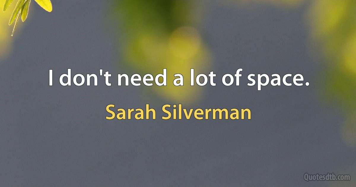 I don't need a lot of space. (Sarah Silverman)