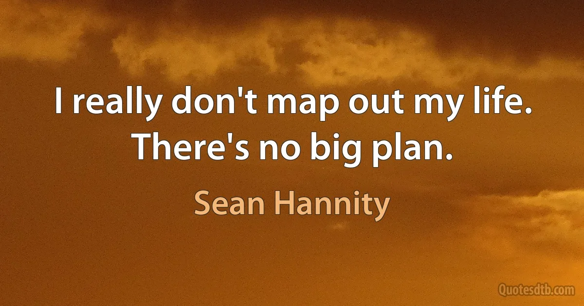 I really don't map out my life. There's no big plan. (Sean Hannity)