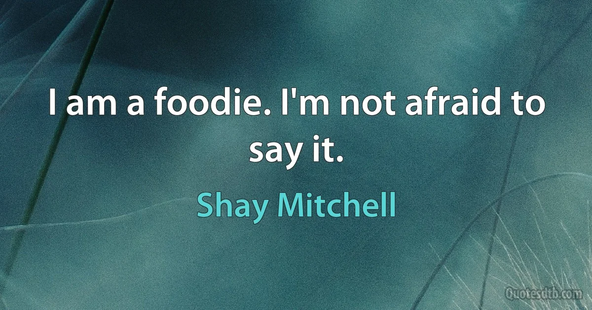 I am a foodie. I'm not afraid to say it. (Shay Mitchell)