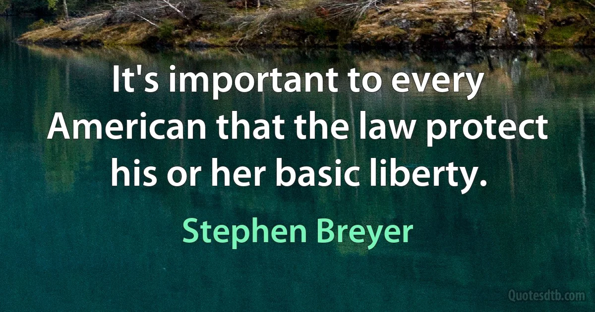 It's important to every American that the law protect his or her basic liberty. (Stephen Breyer)