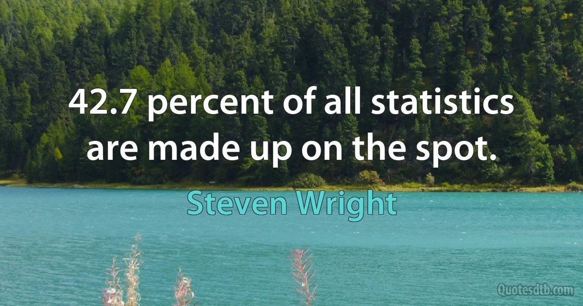 42.7 percent of all statistics are made up on the spot. (Steven Wright)