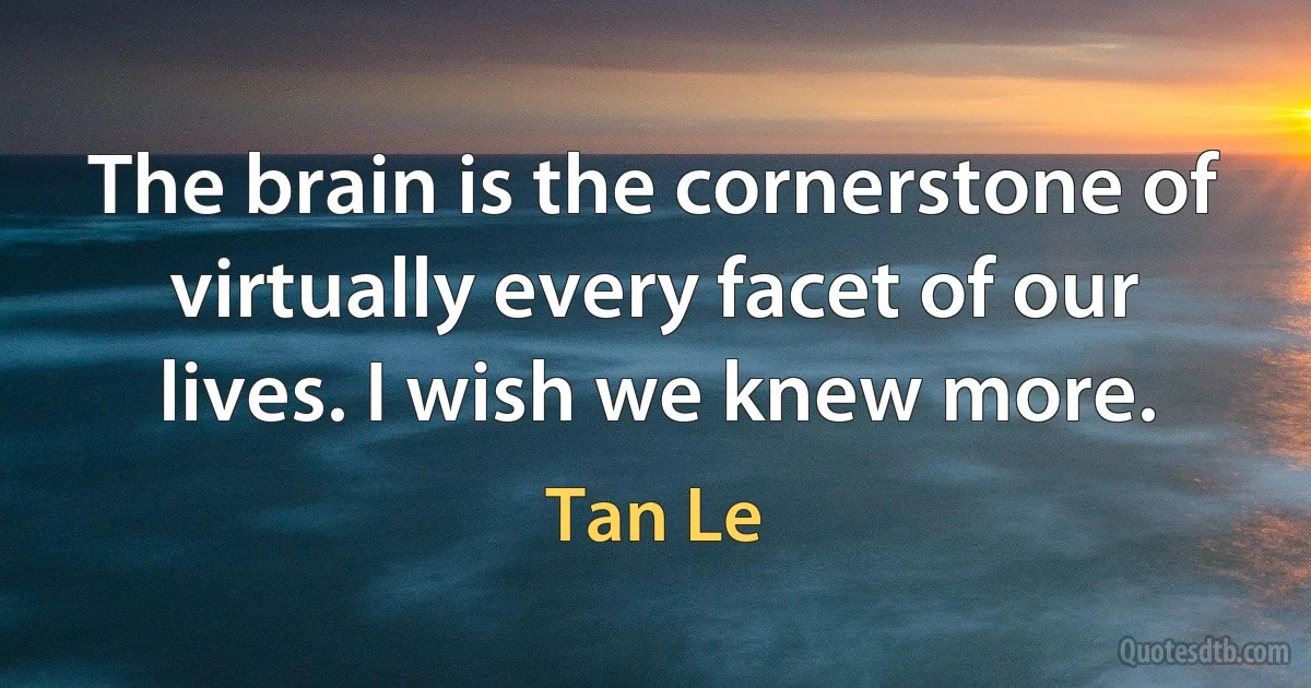 The brain is the cornerstone of virtually every facet of our lives. I wish we knew more. (Tan Le)