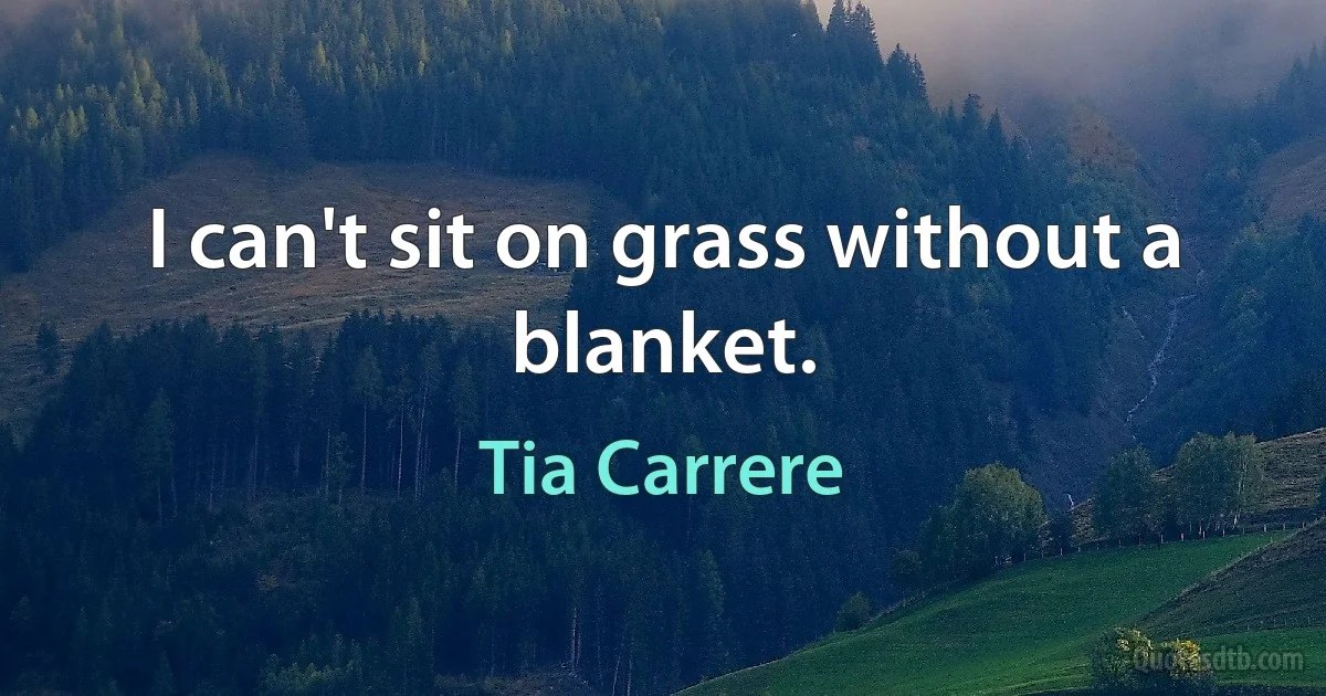 I can't sit on grass without a blanket. (Tia Carrere)