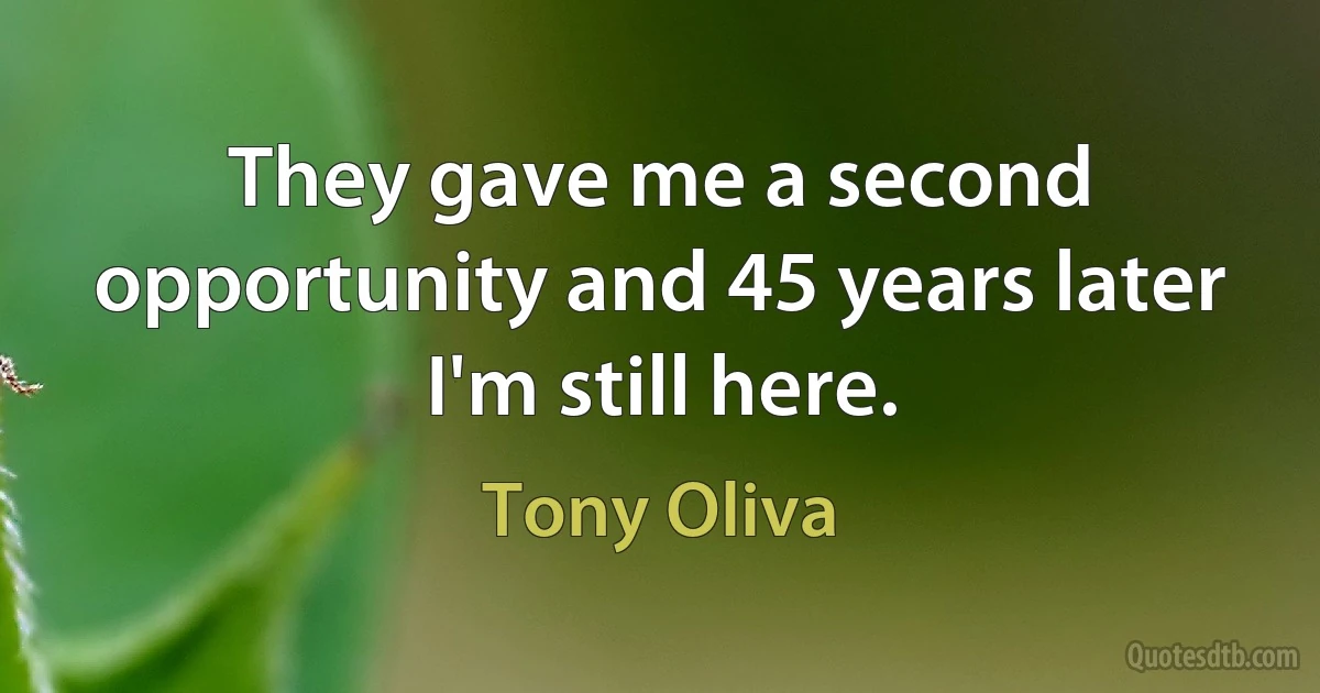 They gave me a second opportunity and 45 years later I'm still here. (Tony Oliva)