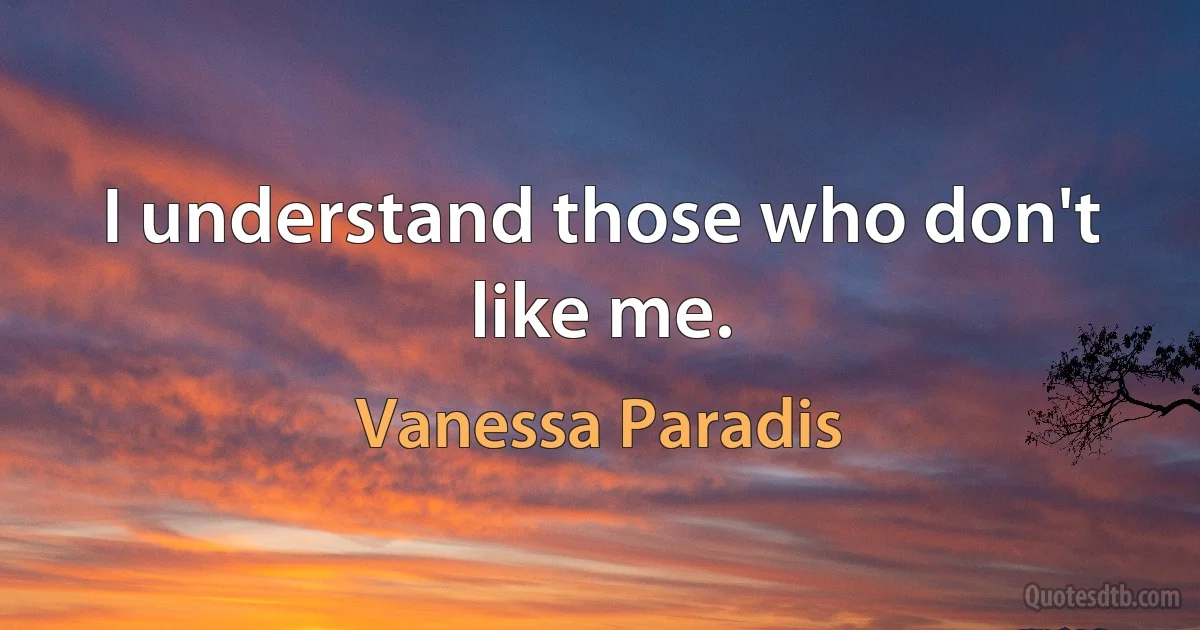 I understand those who don't like me. (Vanessa Paradis)