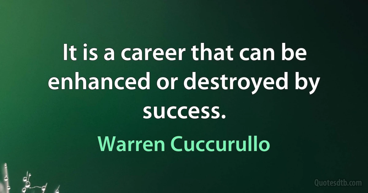 It is a career that can be enhanced or destroyed by success. (Warren Cuccurullo)