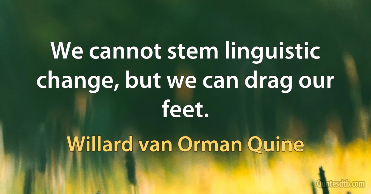 We cannot stem linguistic change, but we can drag our feet. (Willard van Orman Quine)