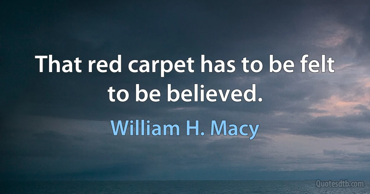 That red carpet has to be felt to be believed. (William H. Macy)