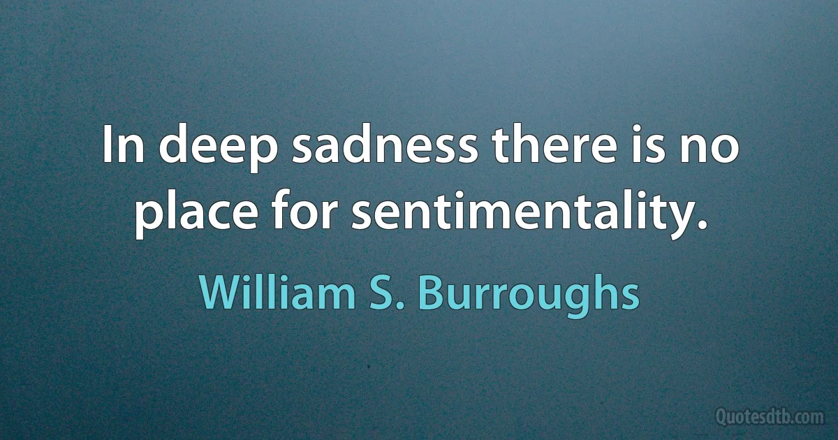 In deep sadness there is no place for sentimentality. (William S. Burroughs)