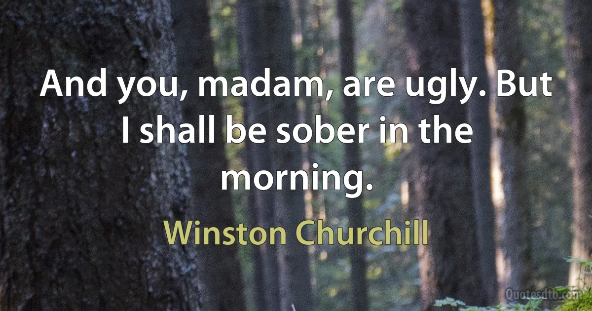 And you, madam, are ugly. But I shall be sober in the morning. (Winston Churchill)