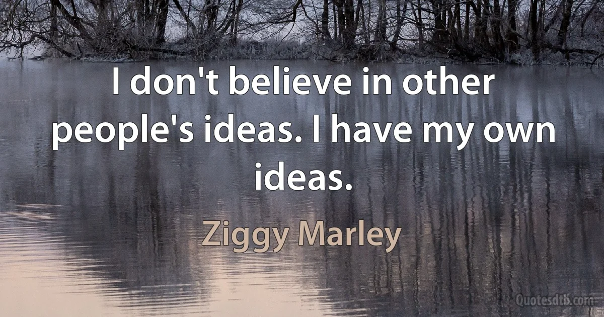 I don't believe in other people's ideas. I have my own ideas. (Ziggy Marley)