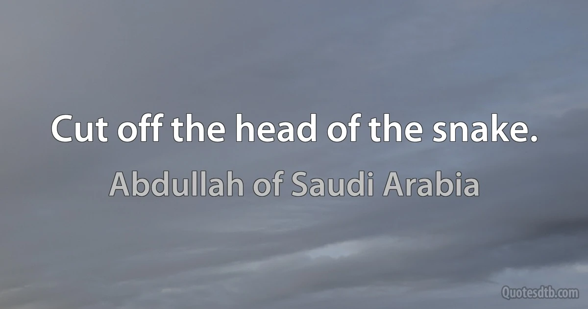 Cut off the head of the snake. (Abdullah of Saudi Arabia)