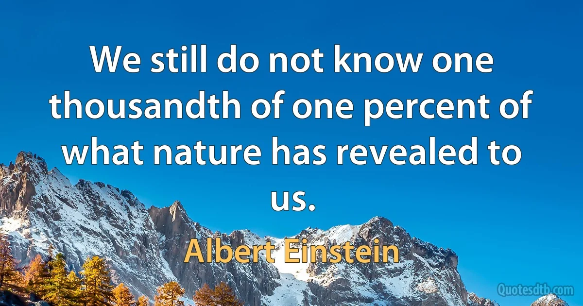 We still do not know one thousandth of one percent of what nature has revealed to us. (Albert Einstein)