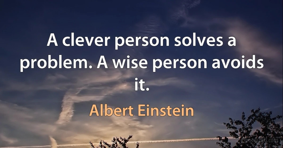 A clever person solves a problem. A wise person avoids it. (Albert Einstein)