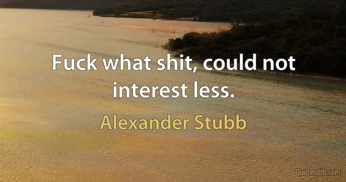 Fuck what shit, could not interest less. (Alexander Stubb)