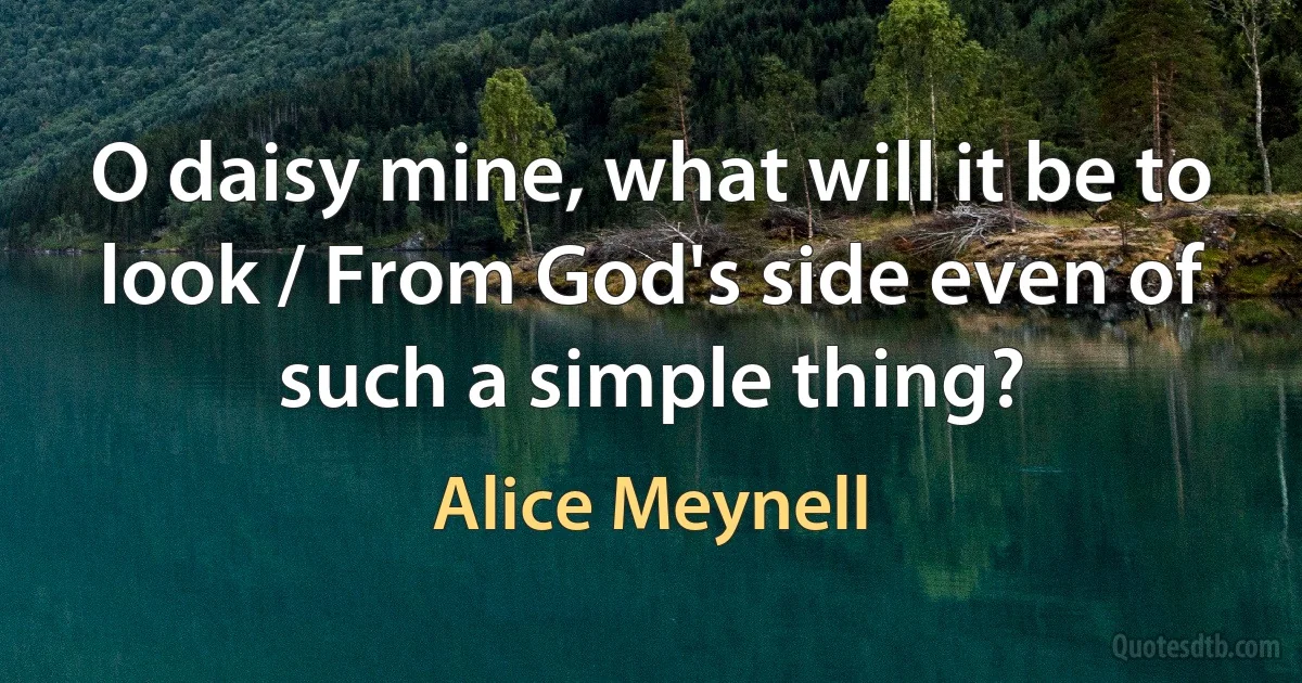 O daisy mine, what will it be to look / From God's side even of such a simple thing? (Alice Meynell)